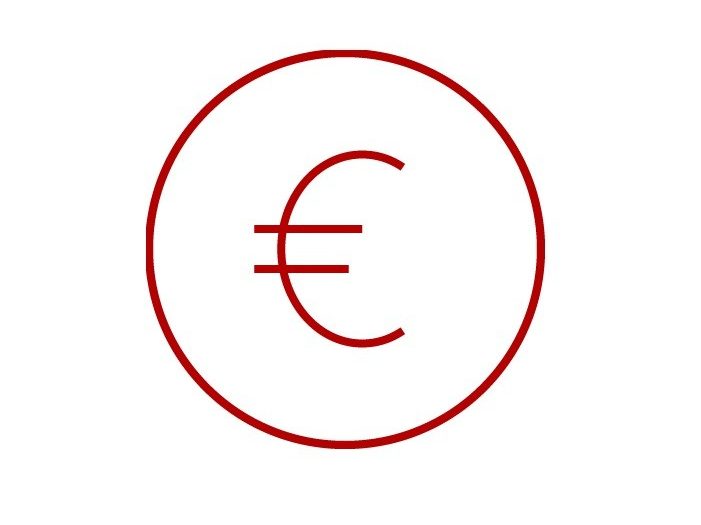 Icon with € symbol, Euro, money, coin, e4